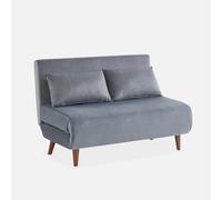 sweeek-Sofá Cama con Patas de Madera, 2 plazas Gris Oscuro - 120x89x80 cm