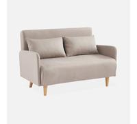 sweeek - Sofá cama con patas de madera de 2 plazas Beige - 131x75x81 cm Beige