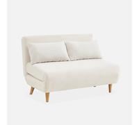 sweeek - Sofá cama de borreguito, 2 plazas , Guesta borreguito , 120x89x80 Crema