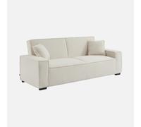 sweeek - Sofá cama de borreguito, 3 plazas , Feel borreguito , 231x96x80 Crema