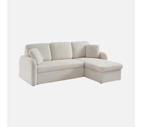 sweeek-Sofá Cama de Borreguito, 3 plazas Crema - 220x83x85 cm