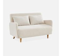 sweeek-Sofá Cama de Borreguito Blanco, 2 plazas Crema - 131x75x81 cm