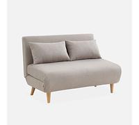 sweeek-Sofá Cama de con Patas de Madera, 2 plazas Beige - 120x89x80 cm