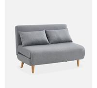 sweeek - Sofá cama de con patas de madera, 2 plazas , Guesta tejido , 120x89x80 Gris claro
