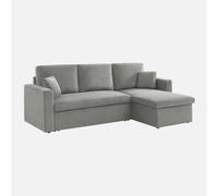 sweeek-Sofá Cama de Pana, 3 plazas Gris Claro - 220x146x83 cm