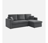 sweeek-Sofá Cama de Pana, 3 plazas Gris Oscuro - 220x146x83 cm