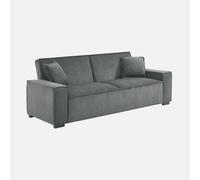 sweeek - Sofá cama de pana de 3 plazas Beige - 231x96.5x80 cm Gray