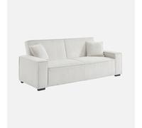 sweeek - Sofá cama de pana de 3 plazas Crema - 231x96.5x80 cm Beige