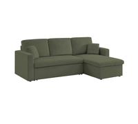 sweeek - Sofá cama de pana de 3 plazas Gris beige - 219x84x68 cm Green