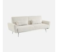 sweeek - Sofá cama de pana fina de 2-3 plazas , Oskar pana , 206x84x85 Blanco