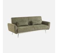 sweeek - Sofá cama de pana fina de 2-3 plazas , Oskar pana , 206x84x85 Verde kaki