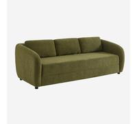 sweeek - Sofá cama de tela chenilla, 3 plazas , Twist , 220x95x76 Verde kaki