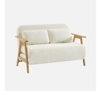 sweeek - Sofá cama en borreguito y madera, 2 plazas , Sven , 133x81x84 Crema