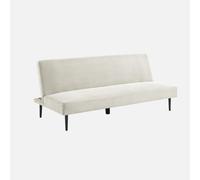 sweeek - Sofá-cama en terciopelo de pana fina, 3 plazas , Max , 180x85x74 Crema