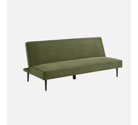 sweeek-Sofá-Cama en Terciopelo de Pana Fina, 3 plazas Verde Kaki - 180x85x74.5 cm