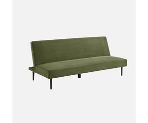 sweeek - Sofá-cama en terciopelo de pana fina, 3 plazas , Max , 180x85x74 Verde kaki