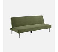 sweeek-Sofá-Cama en Terciopelo de Pana Fina, 3 plazas Verde Kaki - 180x85x74.5 cm
