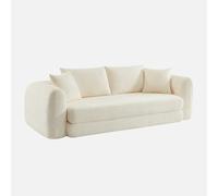 sweeek - Sofá cama envasado al vacío de borreguito texturizado, 3 plazas , Sweeetch , 243x112x83 Blanco roto