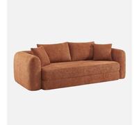sweeek - Sofá cama en borreguito texturizado, 3 plazas , Sweeetch , 243x112x83 Terracota