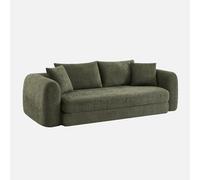 sweeek - Sofá cama en borreguito texturizado, 3 plazas , Sweeetch , 243x112x83 Verde kaki