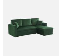 sweeek-Sofá Cama esquinero 3 plazas Verde Ingles - 220x146x83 cm