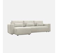 Sweeek - Sofá cama esquinero convertible de pana fina, 5 plazas Gris beige - 298x155x85 cm Gray