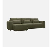 Sweeek - Sofá cama esquinero convertible de pana fina, 5 plazas Gris beige - 298x155x85 cm Green