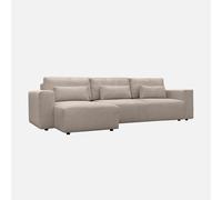 Sweeek - Sofá cama esquinero convertible de pana fina, 5 plazas Pardo - 298x155x85 cm Brown