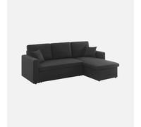 sweeek-Sofá Cama esquinero de 3 plazas Negro - 213.5x136.5x83 cm