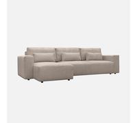 sweeek-Sofá Cama esquinero de Pana Fina, 5 plazas Pardo - 298x155x85 cm