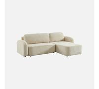 sweeek - Sofá cama esquinero de tela con arcón, 3 plazas , Nouma , 251x170x84 Blanco roto