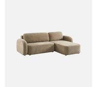 sweeek - Sofá cama esquinero de tela con arcón, 3 plazas , Nouma , 251x170x84 Pardo