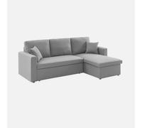 sweeek - Sofá cama esquinero reversible con espacio de almacenamiento, 3 plazas , Ida , 220x146x83 Gris claro