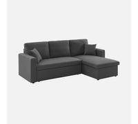 sweeek - Sofá cama esquinero reversible con espacio de almacenamiento, 3 plazas , Ida , 220x146x83 Gris oscuro