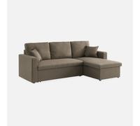 sweeek - Sofá cama esquinero reversible con espacio de almacenamiento, 3 plazas , Ida , 220x146x83 Marrón