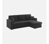 sweeek - Sofá cama esquinero reversible con espacio de almacenamiento, 3 plazas , Ida , 220x146x83 Negro