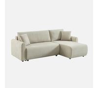 sweeek - Sofá cama esquinero reversible de tela con arcón, 3 plazas , Berlin , 205x142x78 Beige