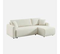 sweeek - Sofá cama esquinero reversible de tela con arcón, 3 plazas , Berlin , 205x142x78 Crema
