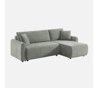 sweeek - Sofá cama esquinero reversible de tela con arcón, 3 plazas , Berlin , 205x142x78 Gris