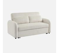 sweeek-Sofá Cama Redondeado de Pana Fina, 2 plazas Blanco - 170x90x88 cm