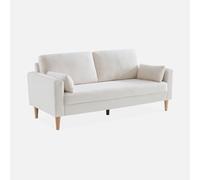 sweeek-Sofá de Borreguito con Patas de Madera, 3 plazas Crema - 180x82x70 cm