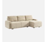 Sweeek - Sofá de esquina derecha de tela liso, 3 plazas Beige - 260x139x87 cm Beige
