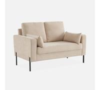 sweeek-Sofá de Pana con Patas de Metal, 2 plazas Beige - 130x79x69 cm