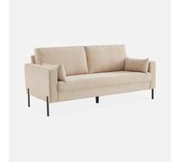 Sweeek - Sofá de pana con patas de metal de 3 plazas Beige - 180x79x69 cm Beige