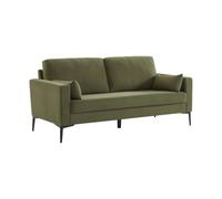 Sweeek - Sofá de pana con patas de metal de 3 plazas Beige - 180x79x69 cm Green