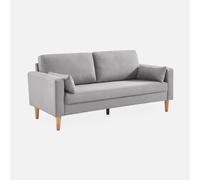 Sweeek - Sofá de tela de 3 plazas, patas de madera Gris claro - 180x82x70 cm Gray
