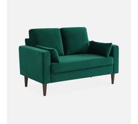 sweeek - Sofá de terciopelo de 2 plazas , Bjorn terciopelo , 130x79x69 Verde ingles