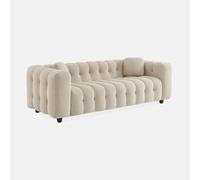 sweeek - Sofá en borreguito texturizada, 3 plazas , Leon , 99x229x71 Beige