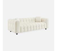 sweeek - Sofá en borreguito texturizada, 3 plazas , Leon , 99x229x71 Crema