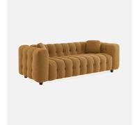 sweeek - Sofá en borreguito texturizada, 3 plazas , Leon , 99x229x71 Mostaza